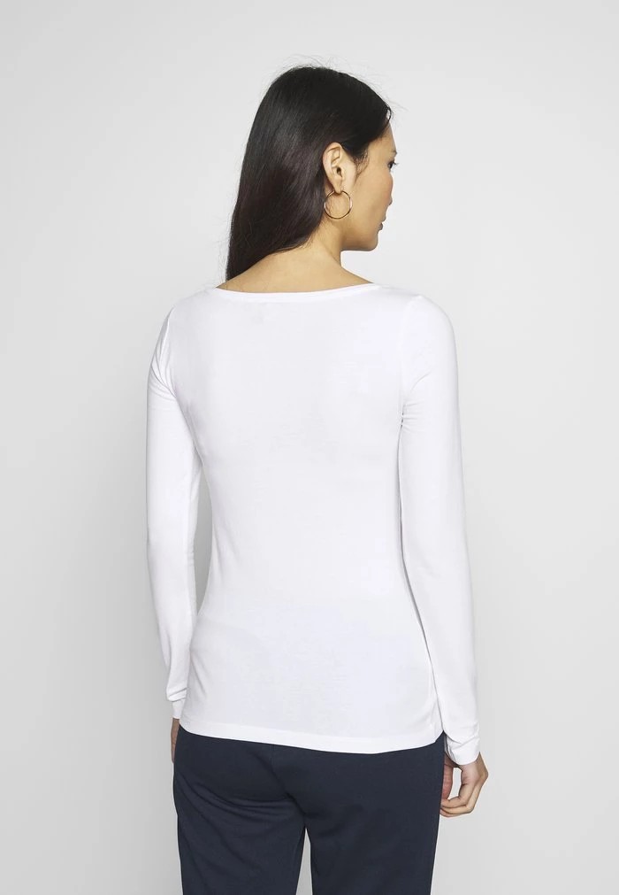 T-Shirt ANNA FIELD Anna Field Basic Round Neck Long Sleeves Blanche Femme | MZQ-4231732